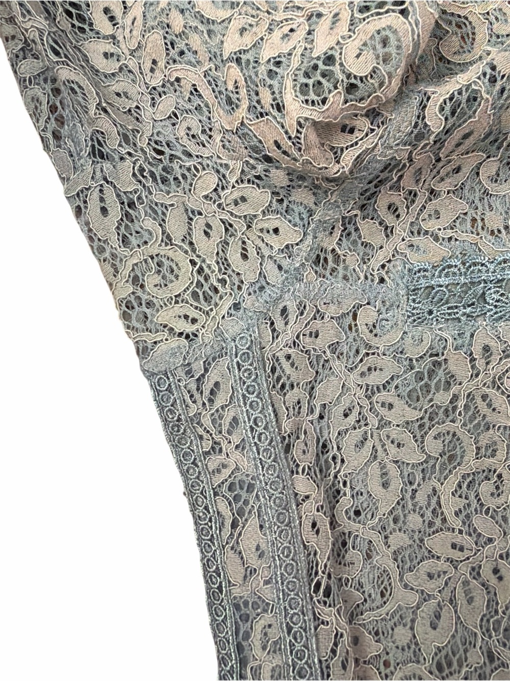 Byron Lars Reese Lace Ruffle Blouse Sheer Blue - Picture 9 of 9